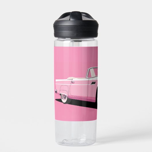 Douanenaam Roze Klassieke Auto Waterfles (Voorkant)