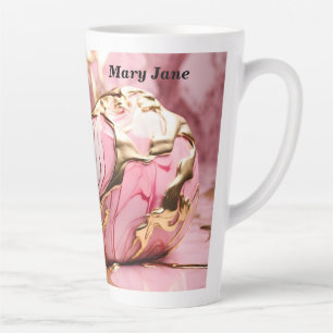 Douanenaam Roze Marmer & Gouden Latte Mok