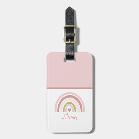 Douanenaam Roze Regenboog Bagagelabel (Voorkant verticaal)