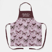 Douanenaam Roze Vlinderpatroon Schort (Voorkant)