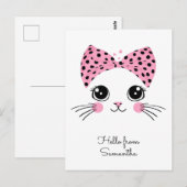 Douanenaam Schattige Kattengezicht Briefkaart (Voorkant / Achterkant)