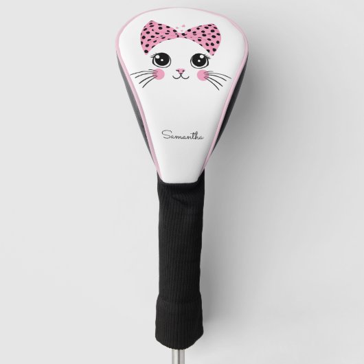 Douanenaam Schattige Kattengezicht Golfheadcover (Voorkant)