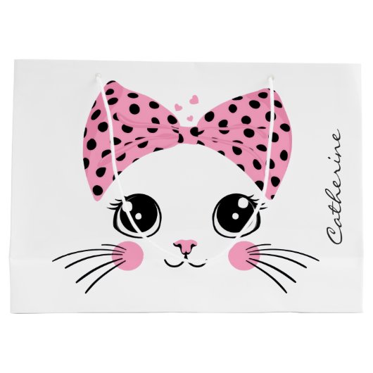 Douanenaam Schattige Kattengezicht Groot Cadeauzakje (Achterkant)