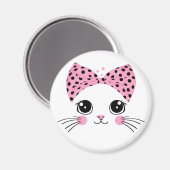 Douanenaam Schattige Kattengezicht Magneet (Voorkant / Achterkant)