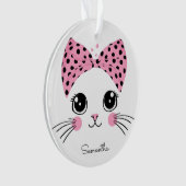 Douanenaam Schattige Kattengezicht Ornament (voorkant)