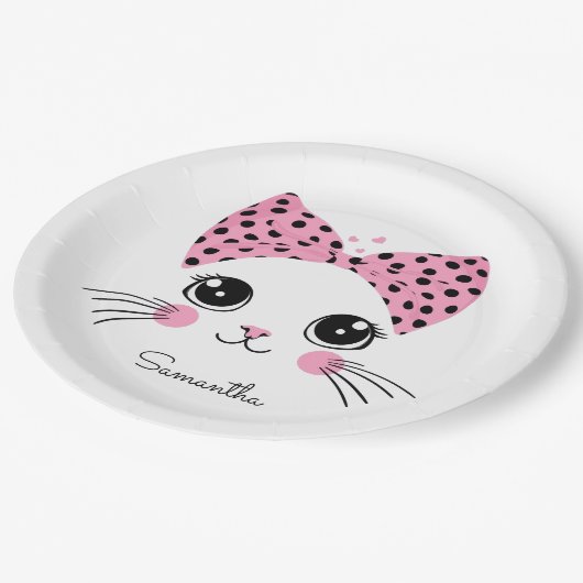 Douanenaam Schattige Kattengezicht Papieren Bordje (Gekanteld)