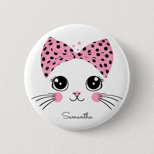 Douanenaam Schattige Kattengezicht Ronde Button 5,7 Cm (Voorkant)