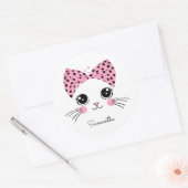 Douanenaam Schattige Kattengezicht Ronde Sticker (Envelop)