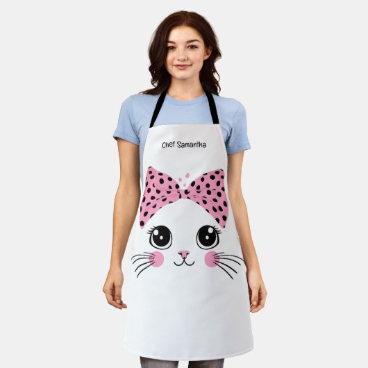 Douanenaam Schattige Kattengezicht Schort (Gedragen)