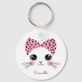 Douanenaam Schattige Kattengezicht Sleutelhanger (Voorkant)