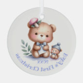Douanenaam Schattige Teddy Bear Animal Art Glas Ornament (Achterkant)
