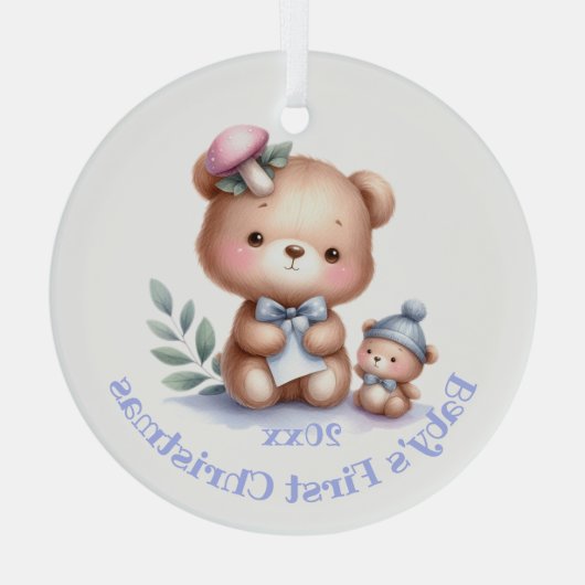 Douanenaam Schattige Teddy Bear Animal Art Glas Ornament (Achterkant)