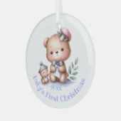 Douanenaam Schattige Teddy Bear Animal Art Glas Ornament (Voorkant links)