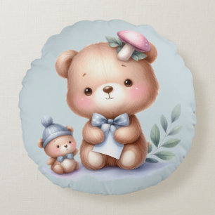 Douanenaam Schattige Teddy Bear Animal Art Rond Kussen