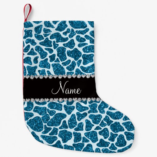 Douanenaam sky blue glitter giraffe kleine kerstsok (Voorkant)