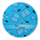 Douanenaam sky blue hockey stickers pucks nets keramische knop (Voorkant)