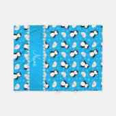 Douanenaam sky blue pinguins igloos sneeuwvlokken fleece deken (Voorkant (Horizontaal))