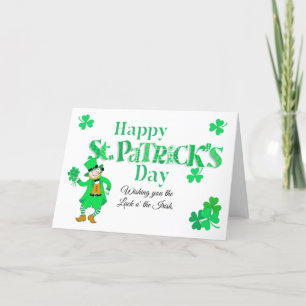 Douanenaam St Patrick's Leprechaun Shamrocks Card Feestdagen Kaart