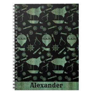 Douanenaam Steampunk Verdigris Bronze Notitieboek