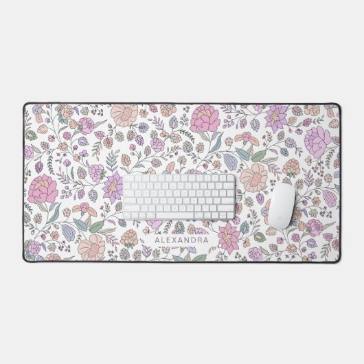 Douanenaam Stoffig Kleurrijk Bloemen Modern Patroo Bureaumat (Keyboard & Muis)