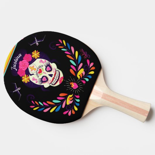 Douanenaam Sugarskull Day of the Dead Halloween Tafeltennisbatje (Zijkant)