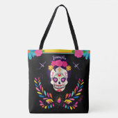 Douanenaam Sugarskull Day of the Dead Halloween Tote Bag (Voorkant)
