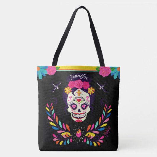 Douanenaam Sugarskull Day of the Dead Halloween Tote Bag (Voorkant)