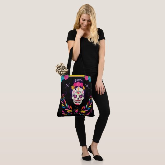 Douanenaam Sugarskull Day of the Dead Halloween Tote Bag (Op model)