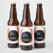 Douanenaam & Tekst Bowling Bal met Vlammen Bier Etiket (Flessen)