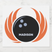 Douanenaam & Tekst Bowling Bal met Vlammen Bier Etiket (Enkel label)