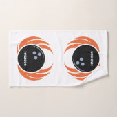 Douanenaam & Tekst Bowling Bal met Vlammen Handdoek (Handdoek)