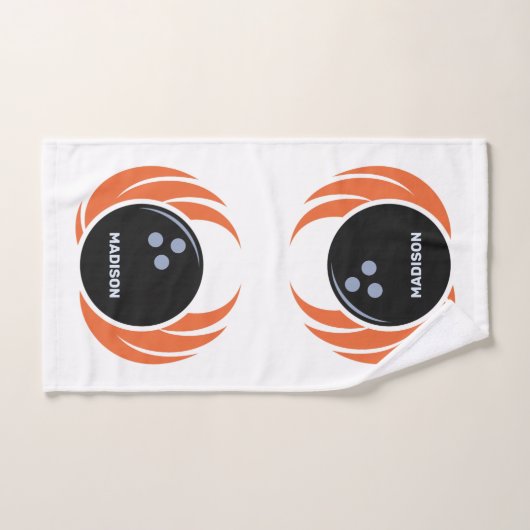 Douanenaam & Tekst Bowling Bal met Vlammen Handdoek (Handdoek)