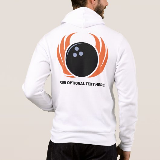 Douanenaam & Tekst Bowling Bal met Vlammen Hoodie (Achterkant)