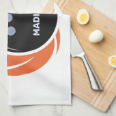 Douanenaam & Tekst Bowling Bal met Vlammen Theedoek (Quarter Fold)