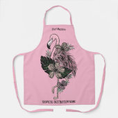 Douanenaam, Tekst & Kleur Roze Flamingo Schort (Voorkant)