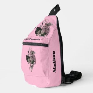 Douanenaam, Tekst & Kleur Roze Flamingo Sling Bag