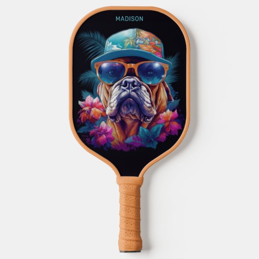 Douanenaam Tropische Vakantie Hond Pickleball Paddle (Voorkant)
