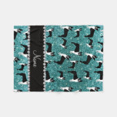 Douanenaam turkooise glitter boston shier fleece deken (Voorkant (Horizontaal))