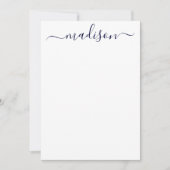 Douanenaam Typografie Blauw & Wit Notitiekaartje (Voorkant)