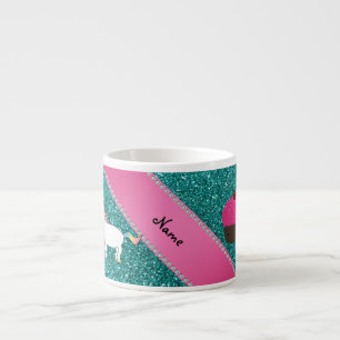 Douanenaam unicorn cupcake turquoise glitter espresso kop
