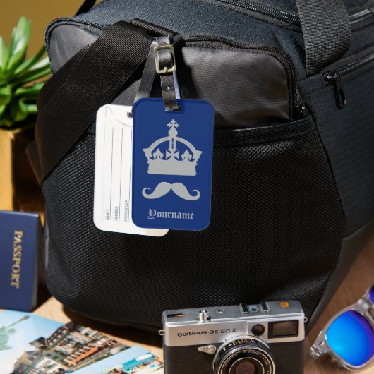 Douanenaam van koning der Mustaches Bagagelabel (Voorkant & Achterkant)