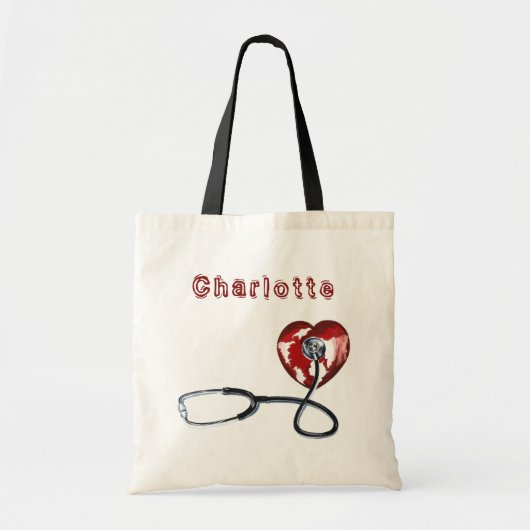 Douanenaam Verpleegkundige Medische Stethoscoop Ro Tote Bag (Voorkant)