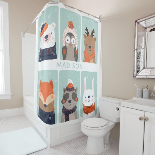 Douanenaam Winterdieren douchegordijn (In situ)