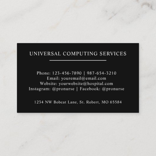 Douanenaam Wit Zwart-wit Hert monogram Visitekaartje (Achterkant)