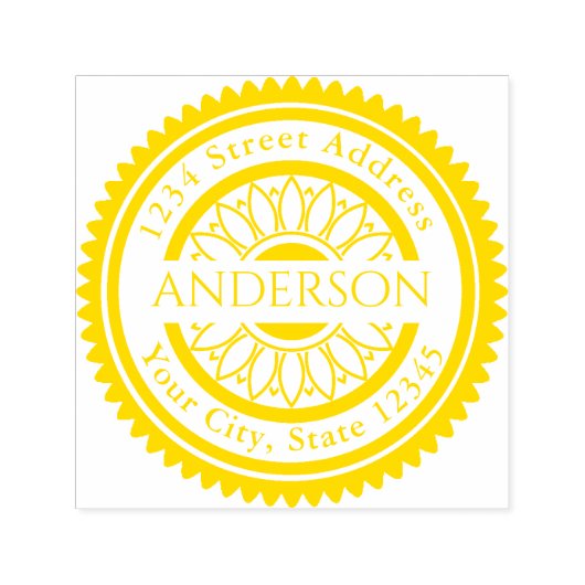 Douanenaam Zonnebloem Rond Terugkeeradres Zelfinktende Stempel (Design)