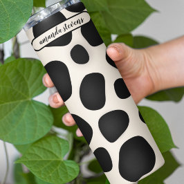 Douanenaam Zwart Typografie Abstract Patroon Thermosbeker