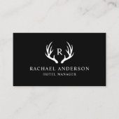 Douanenaam Zwart-wit Hertengewei Monogram Visitekaartje (Voorkant)