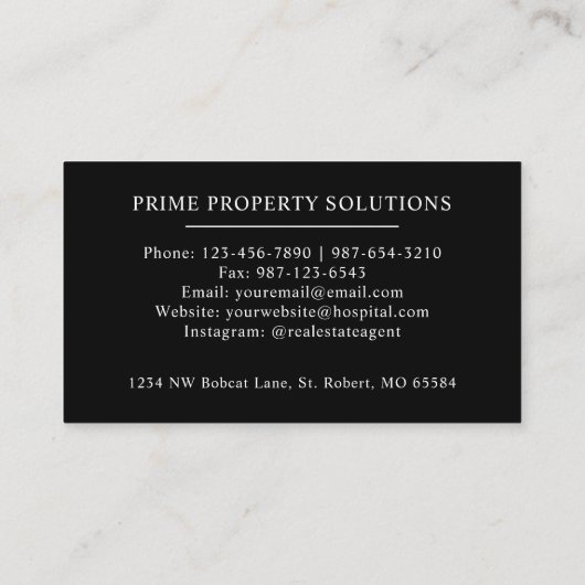 Douanenaam Zwart-wit Hertengewei Monogram Visitekaartje (Achterkant)