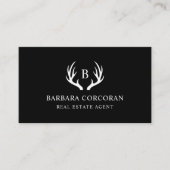 Douanenaam Zwart-wit Hertengewei Monogram Visitekaartje (Voorkant)