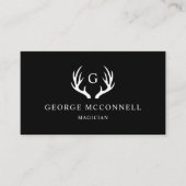 Douanenaam Zwart-wit Hertengewei Monogram Visitekaartje (Voorkant)